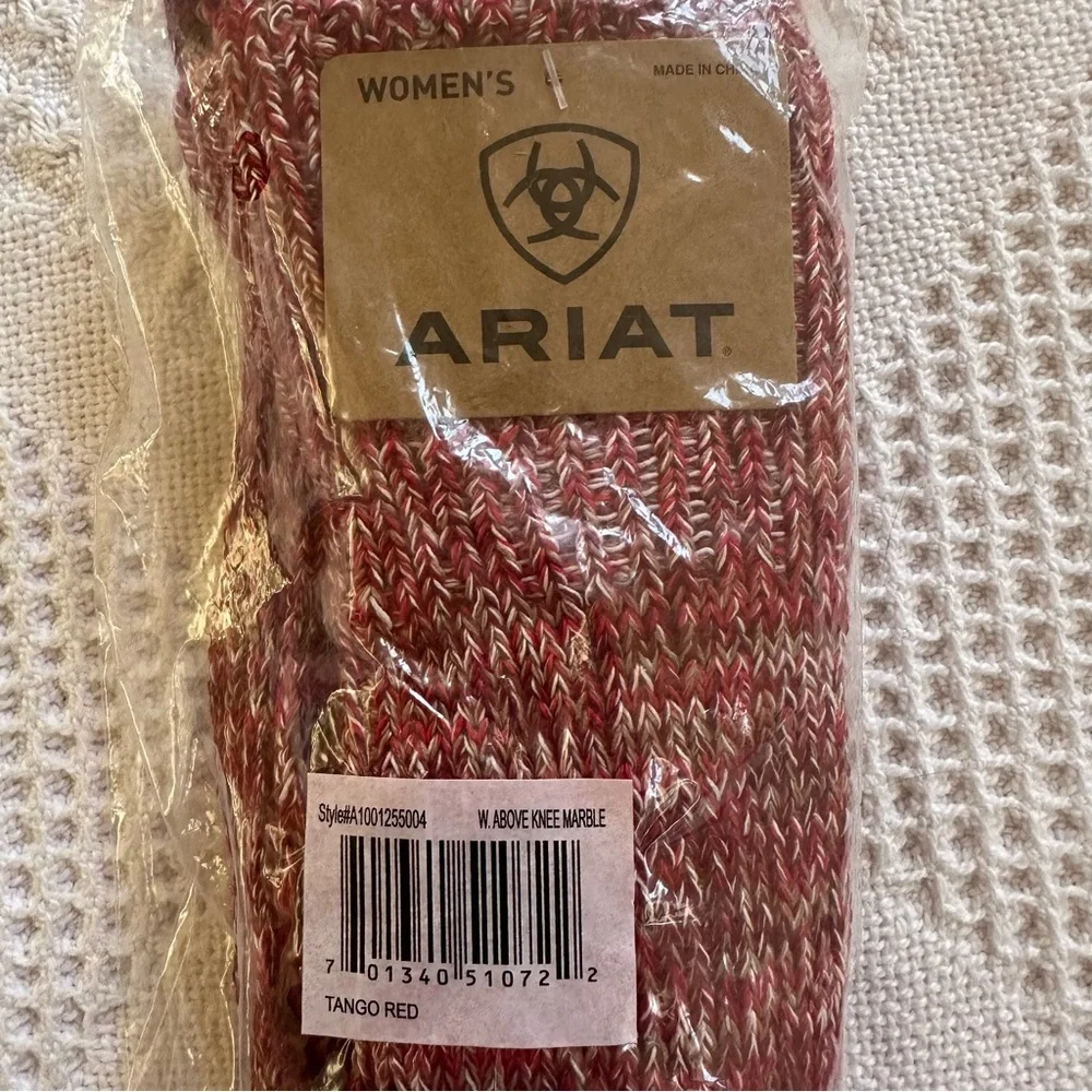Ariat Knee High Cowboy Boot Socks-2 Pack-Capt. Blue/Tango Red Chunky Knit